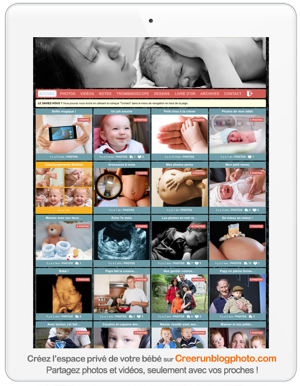 Journal bébé en ligne pour partager photos et vidéos avec ses proches