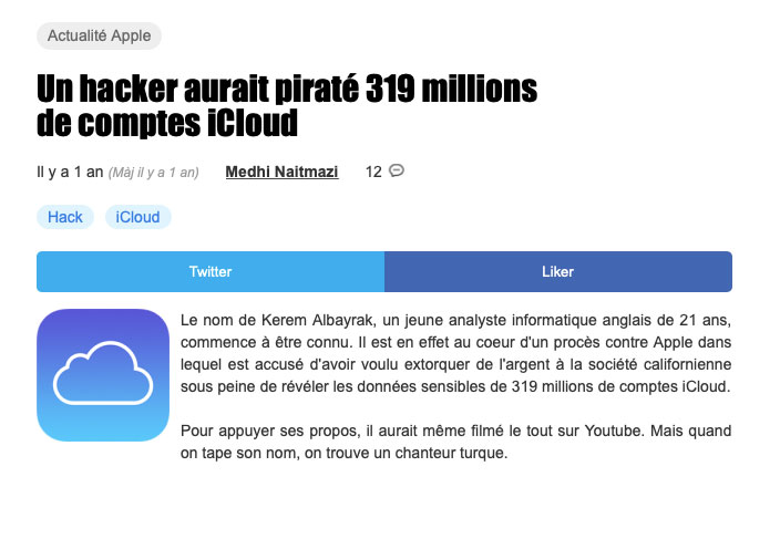 Cependant, les réseaux sociaux comme les clouds (du type Dropbox, iCloud, google drive) sont très souvent sujets à des piratages